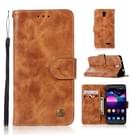 For ZTE N9132 Retro Copper Button Crazy Horse Horizontal Flip PU Leather Case with Holder & Card Slots & Wallet & Lanyard(Gold Yellow)