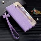 For iPhone 6 Lace Pattern Double Button Zipper Horizontal Flip Leather Case with Holder & Card Slots & Wallet(Purple)