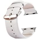 Kakapi for Apple Watch 42mm Crocodile Texture Brushed Buckle Genuine Leather Watchband with Connector(White)